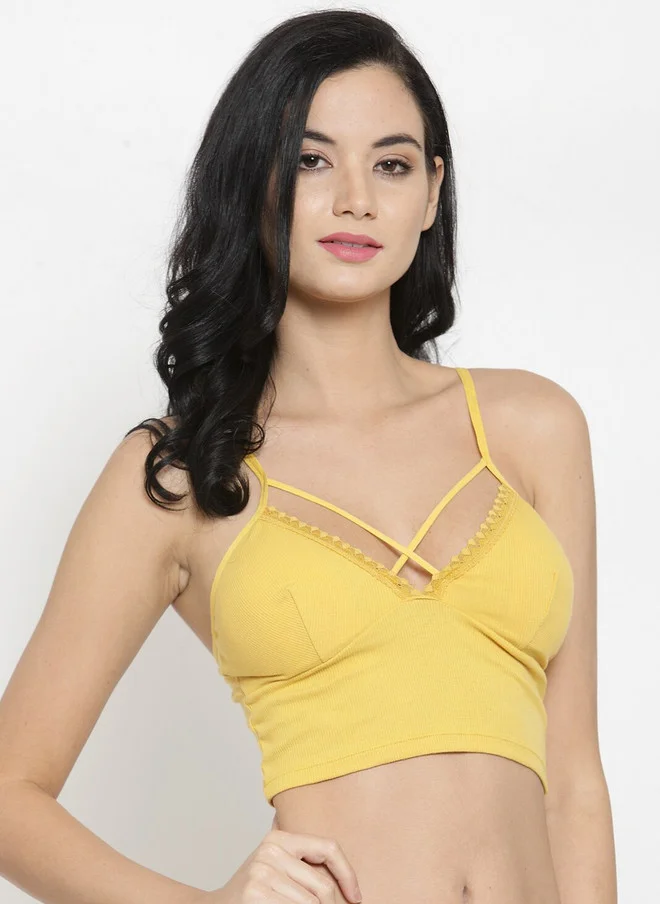 ليس اند مي  Laceandme Yellow Solid Non-Wired Lightly Padded Bralette Bra